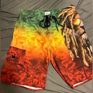 Bob Marley reggae style swim trunks